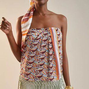 Anthro Fringe-Scarf Tube Top